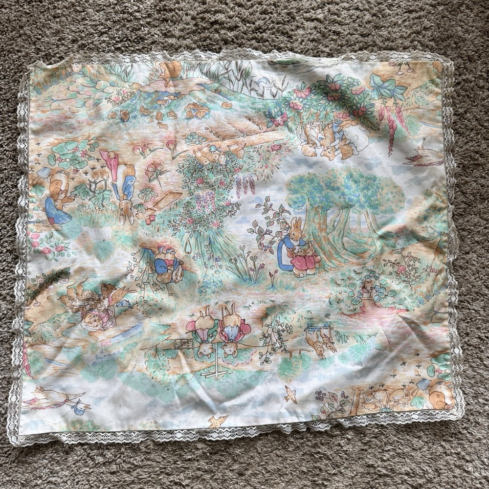 Vintage Beatrix Potter Print 1995 Frederick Warne & Co Cotton Doll Blanket 23x19